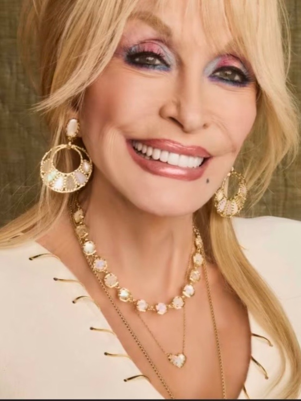 Dolly Parton x Kendra Scott Patchwork Open Frame Gold Statement Earrings - Picture 2 of 4